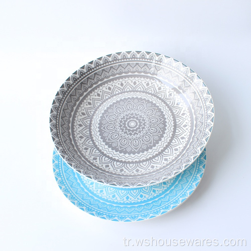 Pad baskı porselen yemek tabakları Çin seramik
